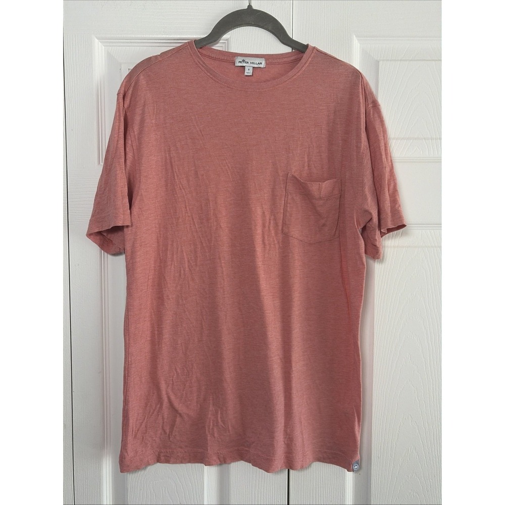 Peter Millar Pocket Tee Mens Size S Pink Heathered Cotton Modal Short Sleeve Tee